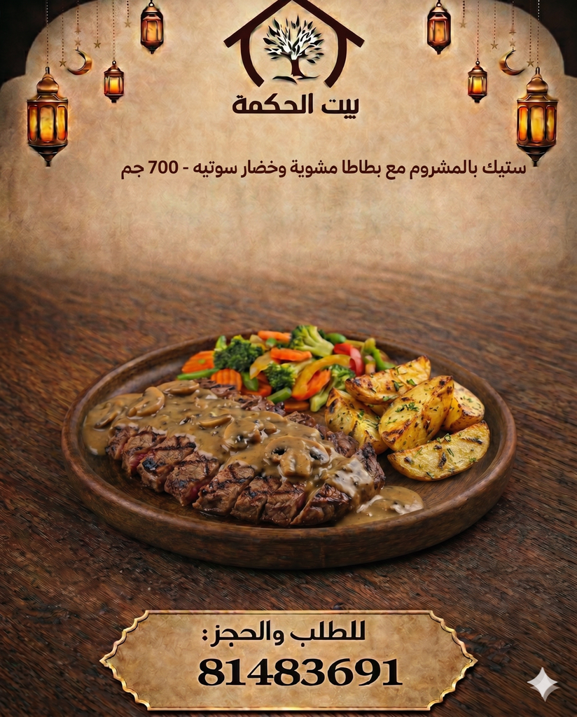 Steak Mushroom & Sautéed Vegetables & Grilled Potatoes 700 g